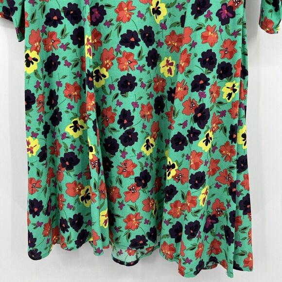 Zara Green Floral‎ Mini Dress 3/4 Length Ruched Sleeves Tie Back Size XS NWT - Picture 4 of 9